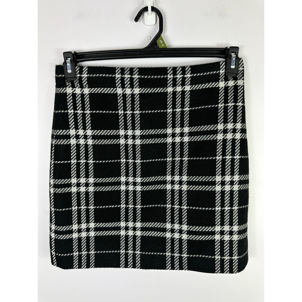 J.Crew Mini Skirt Womens 2 Black White Windowpane Plaid Preppy Academia Capsule